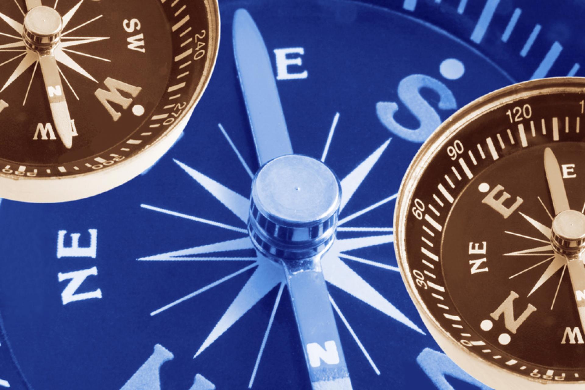 Composite of Compasses in Warm and Blue tone